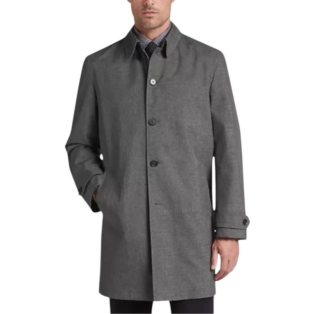 Joseph Abboud Delray Modern Fit Raincoat Charcoal Gray Mid-Length Sz 46 Long